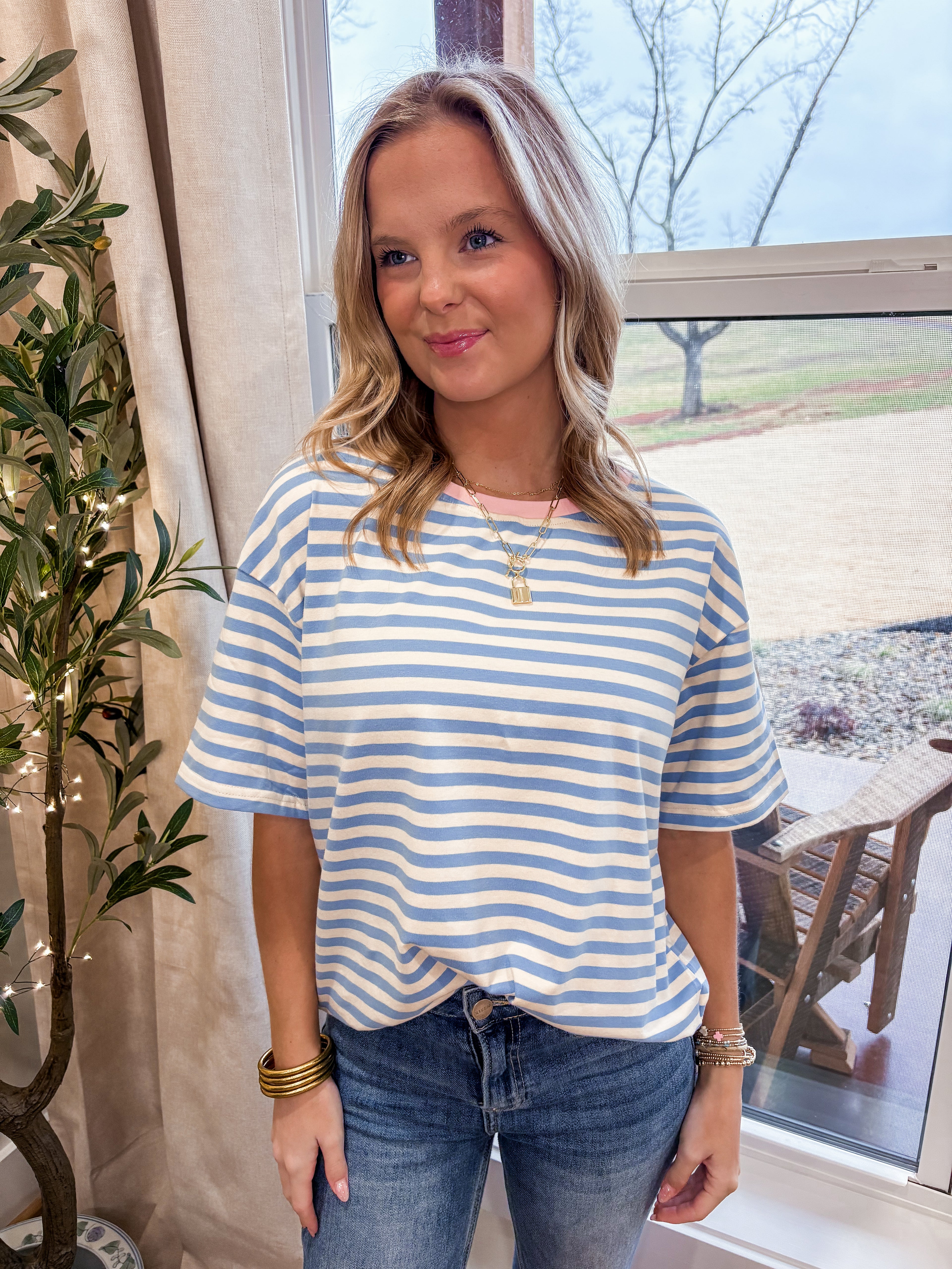 Blue Striped Top
