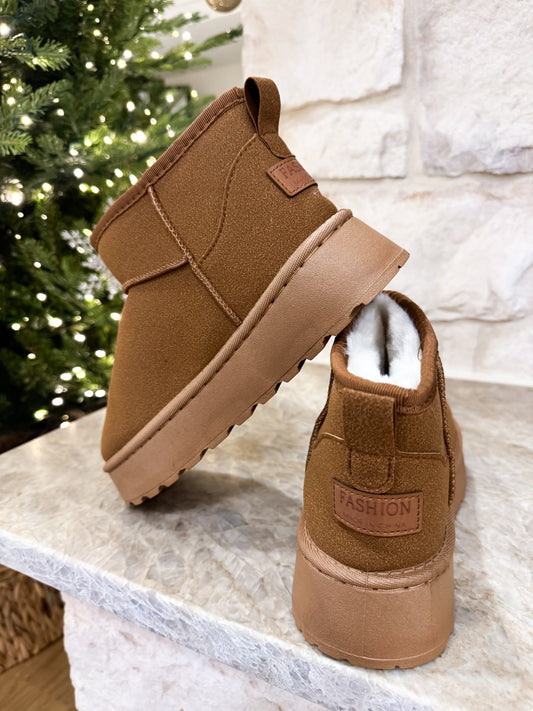 Faux Fur Lined Suede Ankle Boots