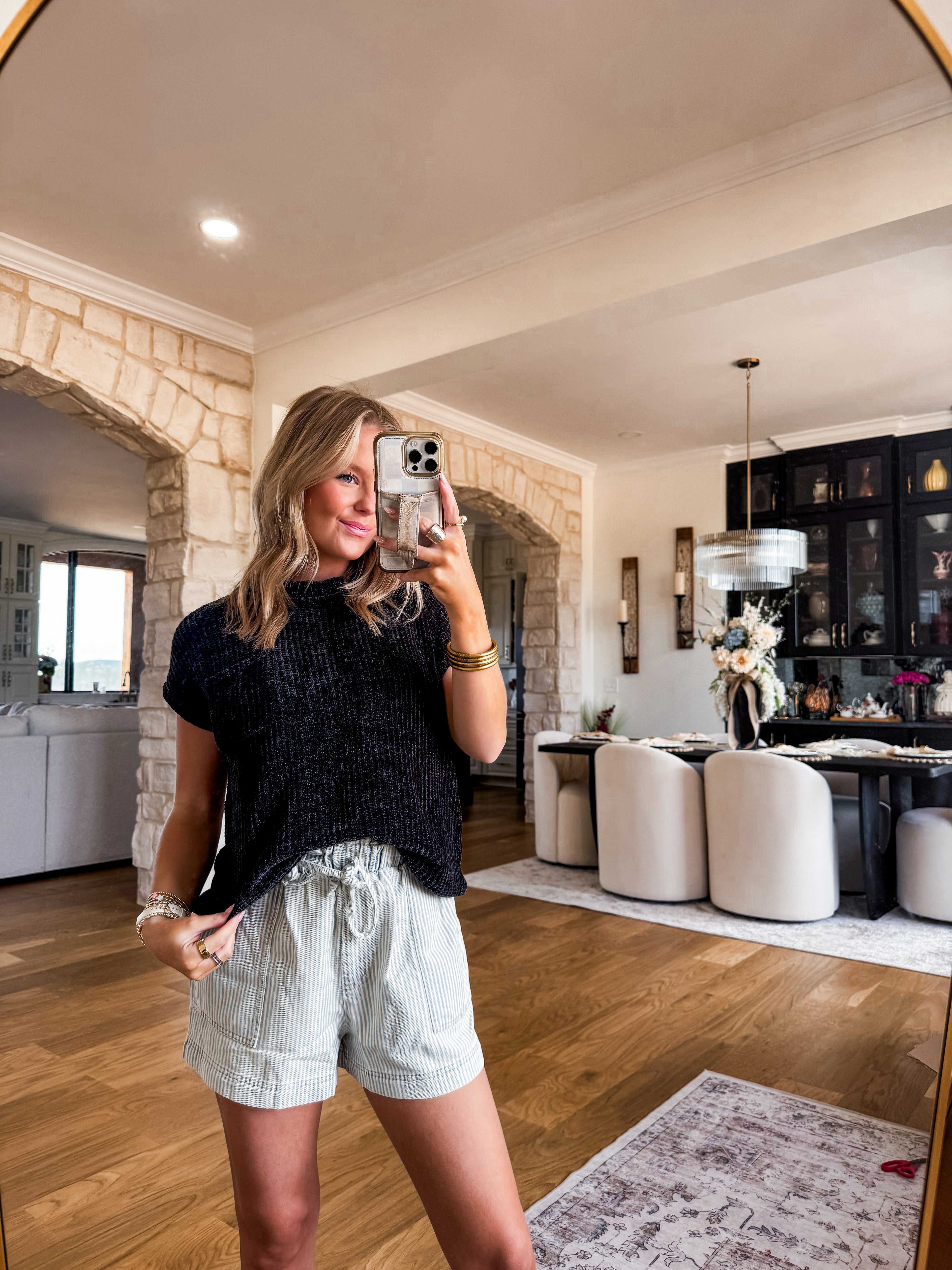 Chenille Waffle Short Sleeve Sweater