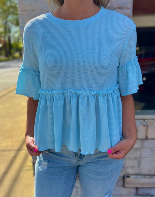 Blue Ruffled Top