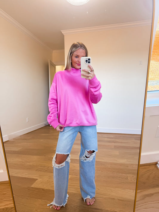 Oversized Mock Neck Sweatshirt