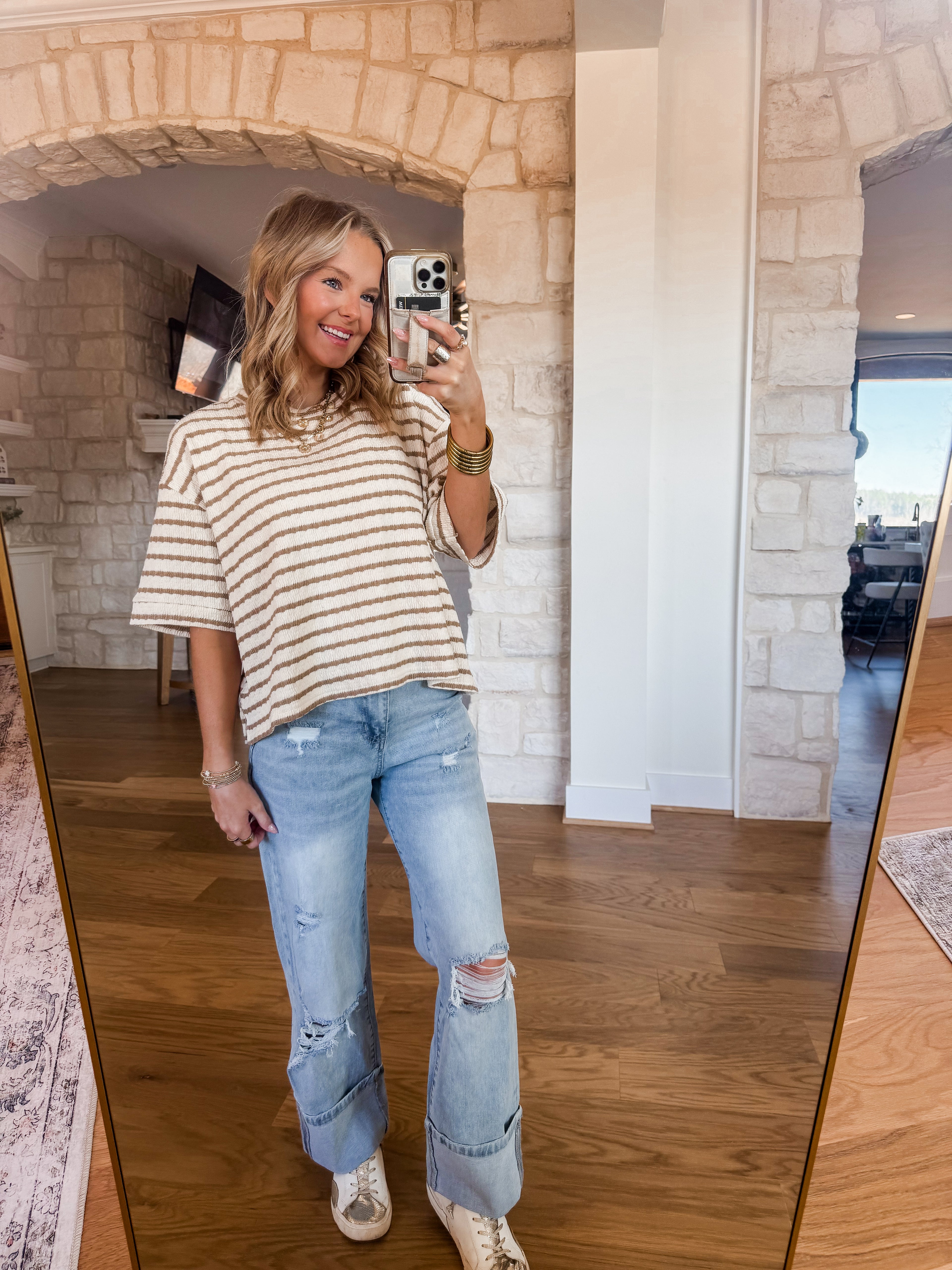 Light Wash Distressed Flare Jeans