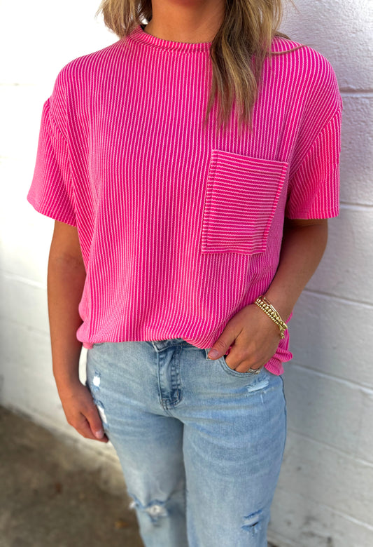 Corded Knit Loose Fit Tshirt