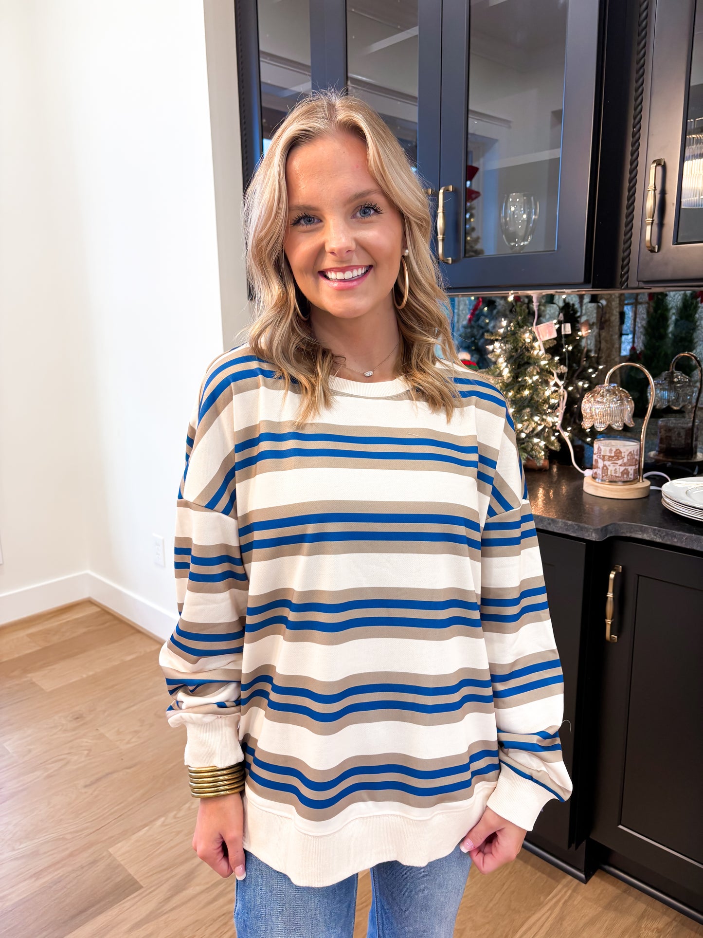 Stripe Crew Neck Pullover Top