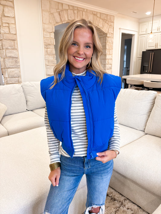 Zip-Up Crop Puffer Vest