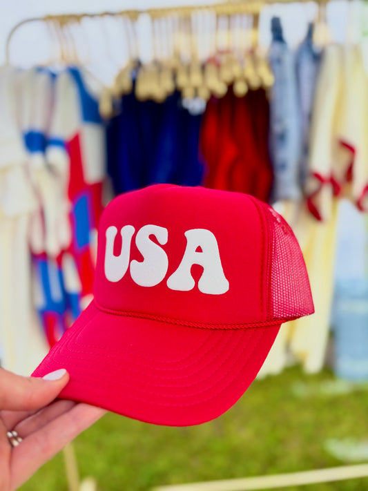 White/Red USA Hat