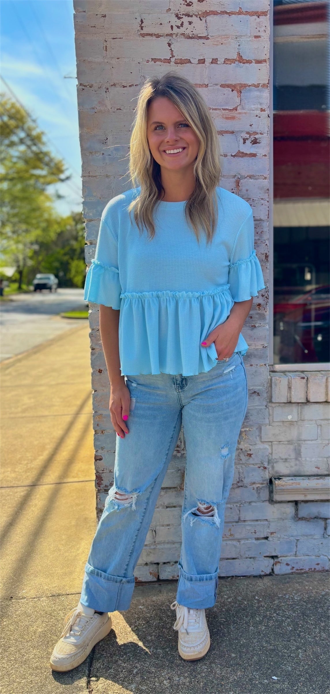 Blue Ruffled Top