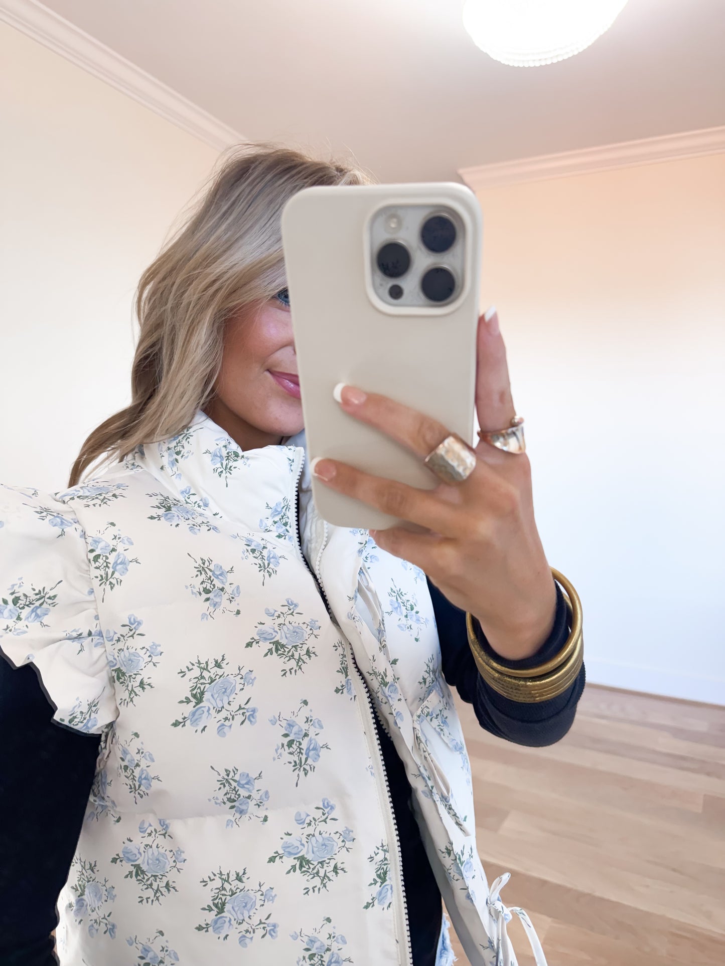 Bow Ruffle Sleeve Puffer Vest