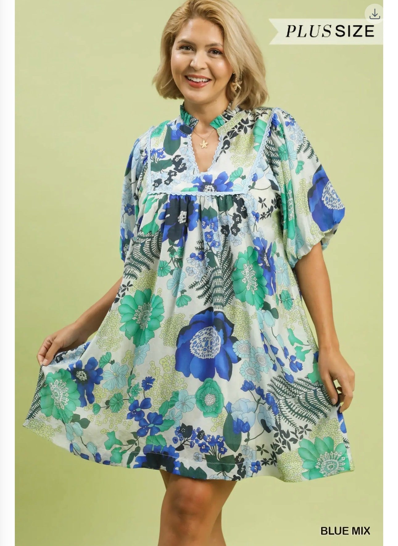 Blue Floral Mini Dress